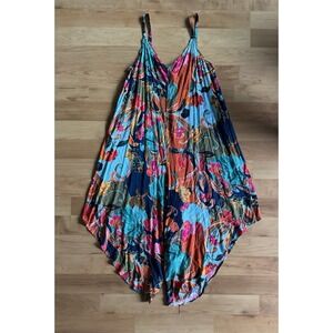 Ivy Street Vibrant Tropical Floral Asymmetrical Wide Leg Jumpsuit 3X Boho